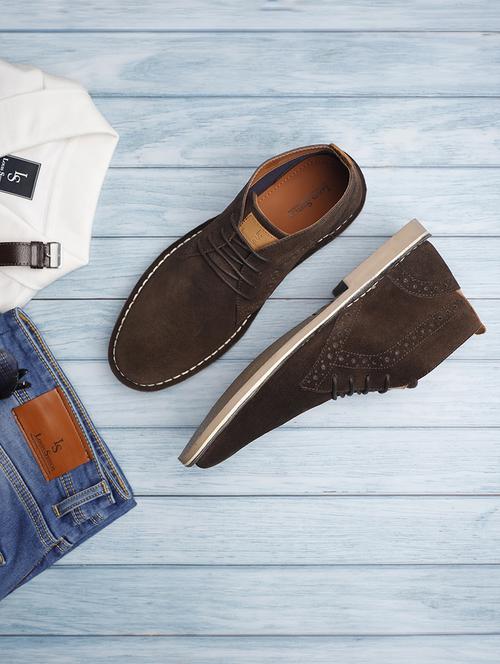 men solid lace up boots - 21748431 - Standard Image - 0