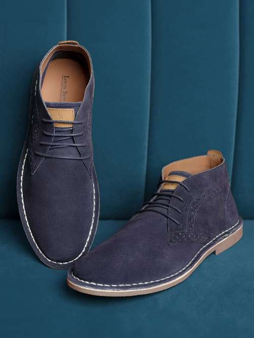 blue italian suede leather british stitch down chukka boots - 21748432 -  Standard Image - 0