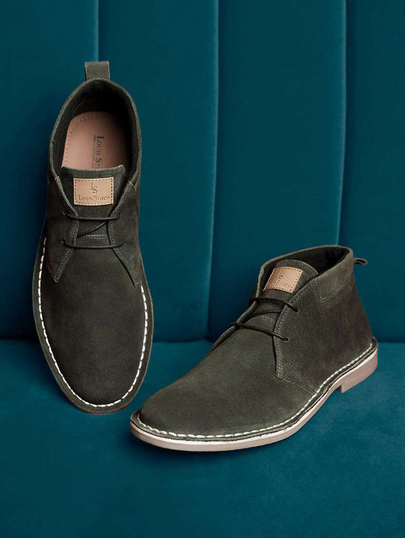 green italian suede leather british stitch down chukka boots