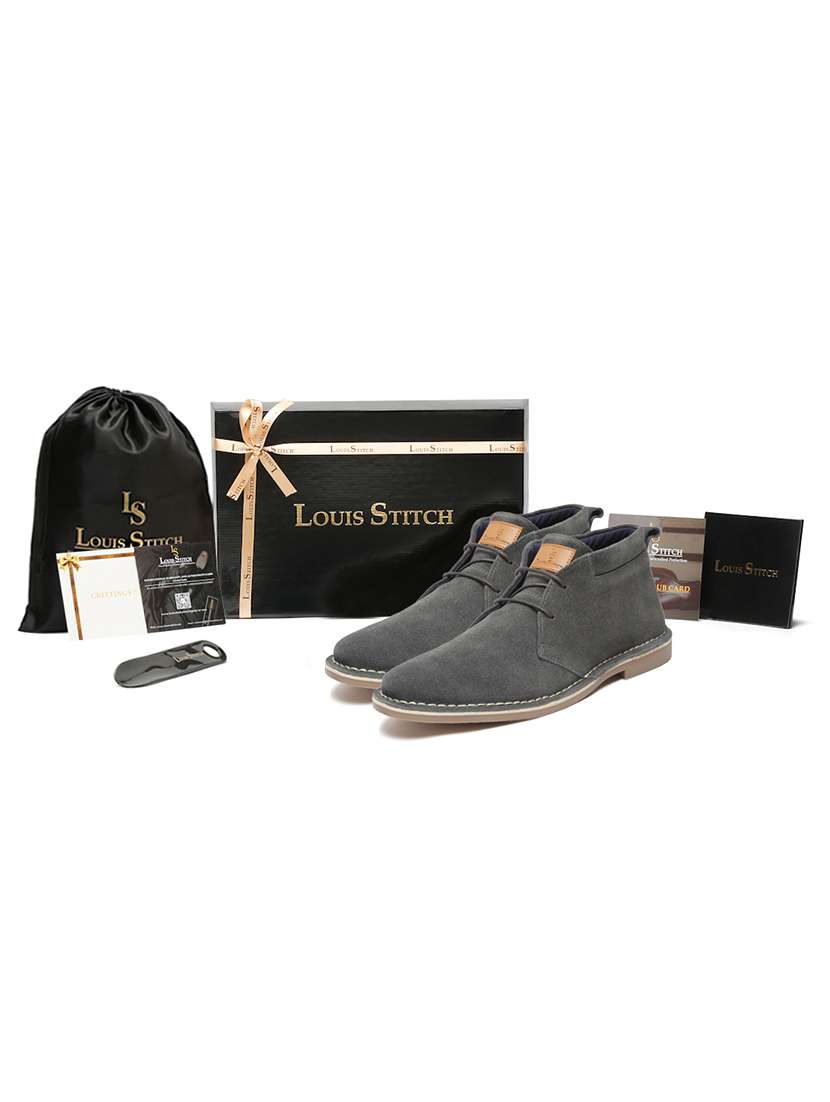 grey italian suede leather british stitch down chukka boots - 21748441 -  Standard Image - 4