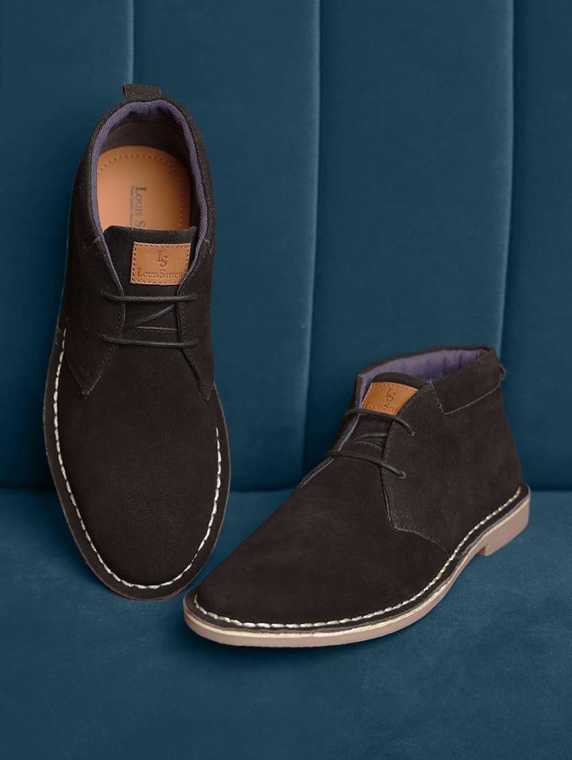 black italian suede leather british stitch down chukka boots