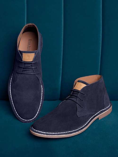 blue italian suede leather british stitch down chukka boots - 21748446 - Standard Image - 0