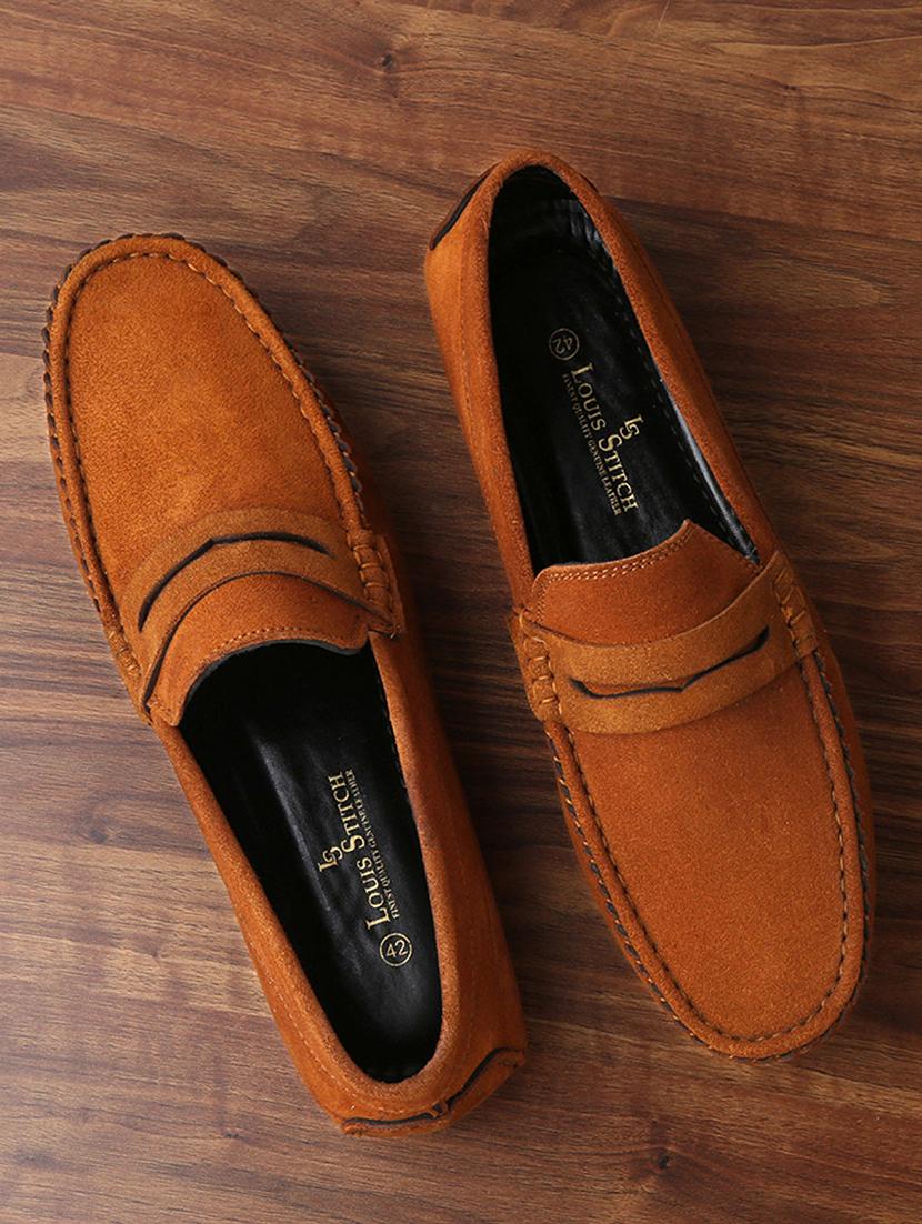 men solid slip on loafers - 21748522 - Standard Image - 1