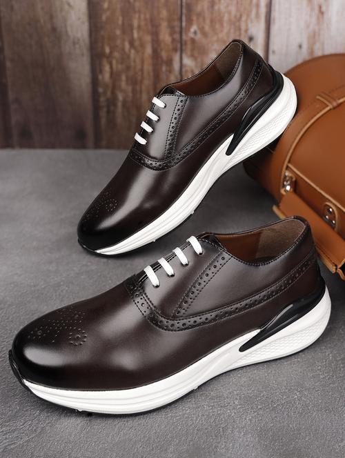 men solid lace up casual shoes - 21748527 - Standard Image - 0
