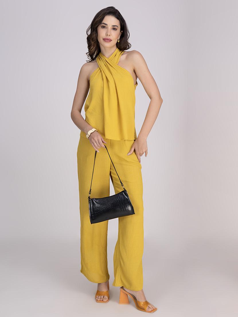 women solid top and trouser co-ord set - 21748646 -  Standard Image - 1