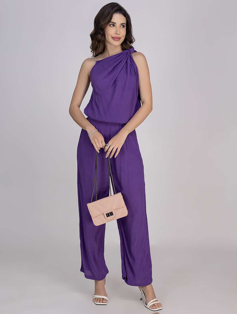 women solid top and trouser co-ord set - 21748650 -  Standard Image - 1