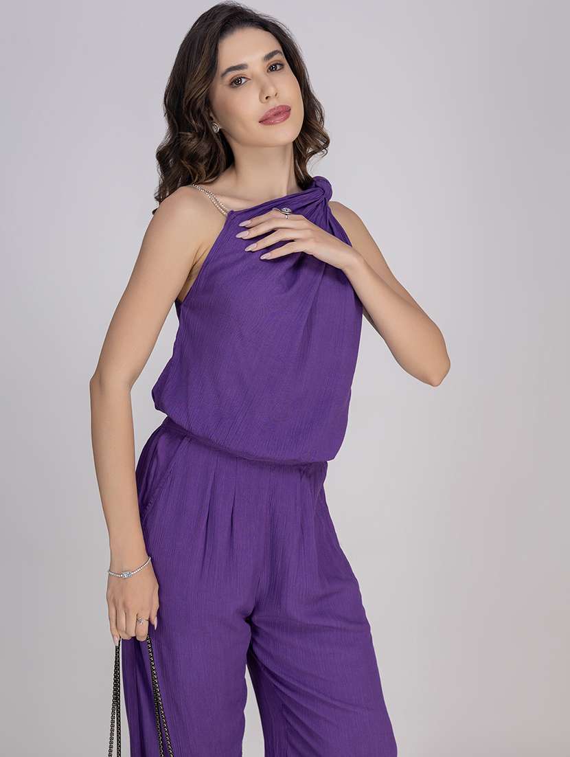 women solid top and trouser co-ord set - 21748650 -  Standard Image - 4