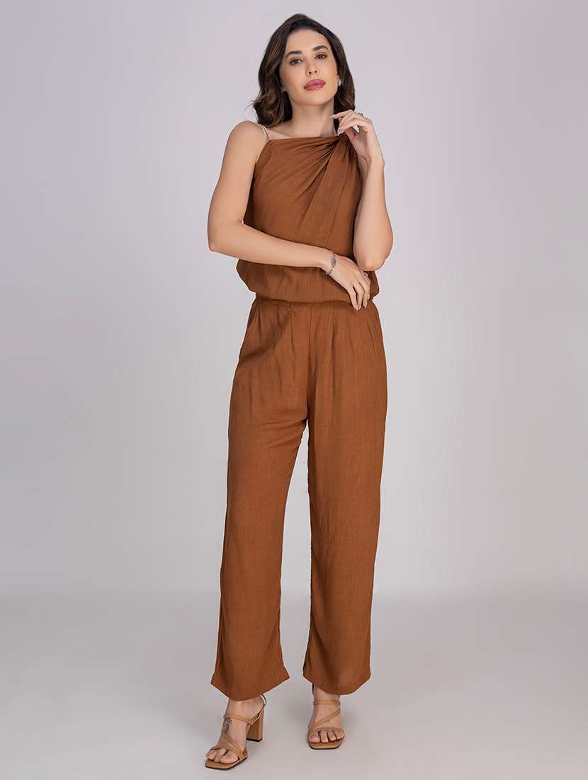 women solid top and trouser co-ord set