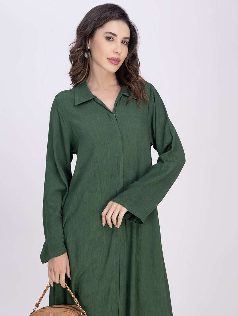women green solid long sleeve kurta pant set - 21748653 -  Standard Image - 4