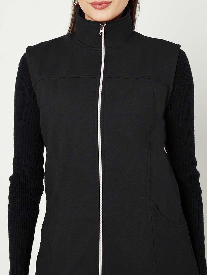 women solid sleeveeless regular jacket - 21748671 -  Standard Image - 4