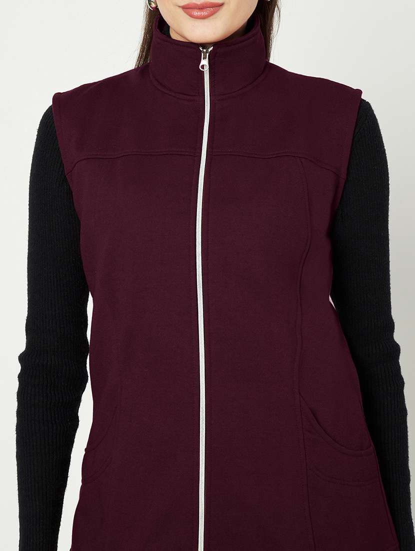 women solid sleeveless regular jacket - 21748672 -  Standard Image - 4