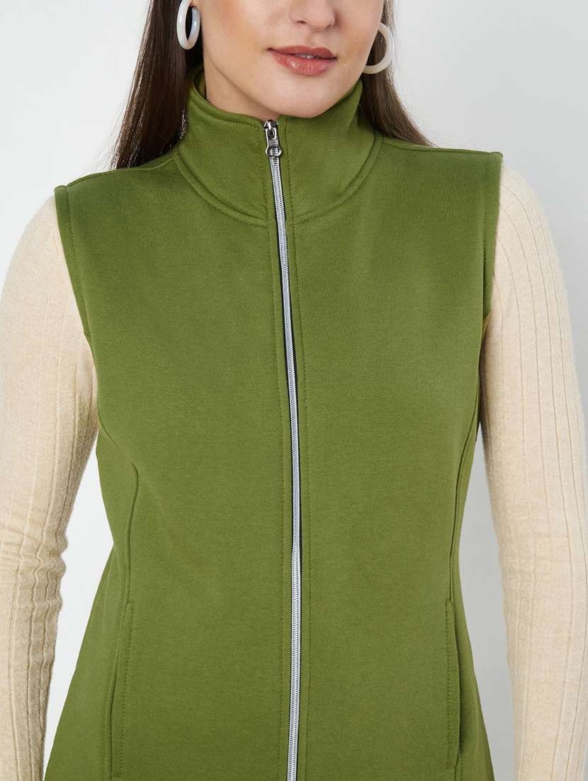 women solid sleeveeless regular jacket - 21748685 - Standard Image - 4