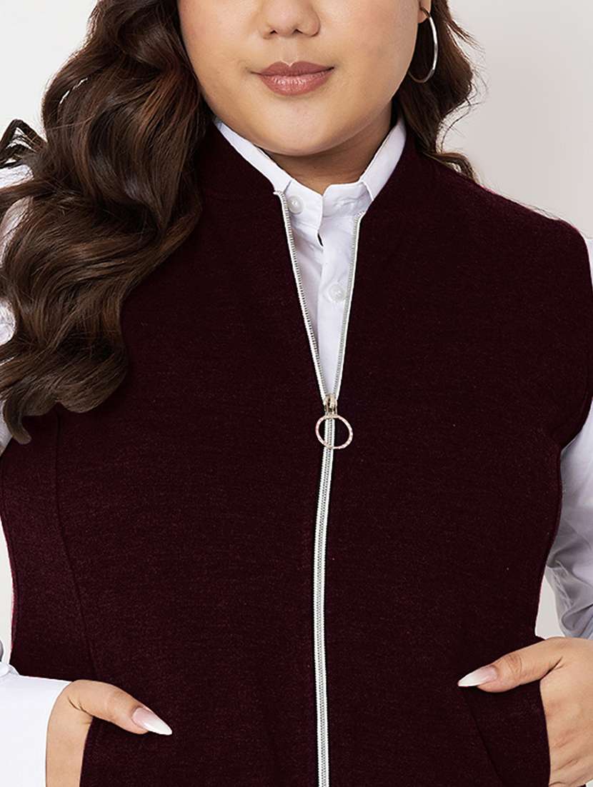 women plus size solid sleeveeless regular jacket - 21748701 -  Standard Image - 4