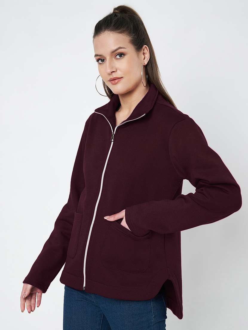 women solid long sleevees regular jacket - 21748713 -  Standard Image - 1