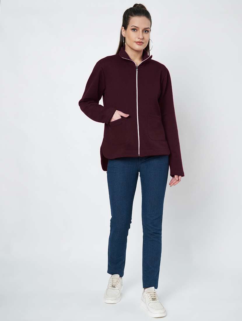 women solid long sleevees regular jacket - 21748713 -  Standard Image - 4