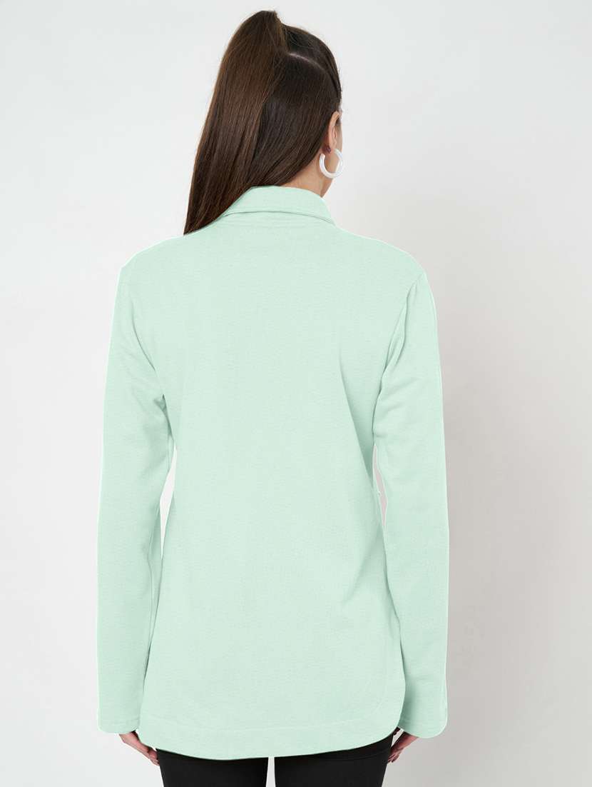 women solid stand collar long sleeves jacket - 21748720 -  Standard Image - 4