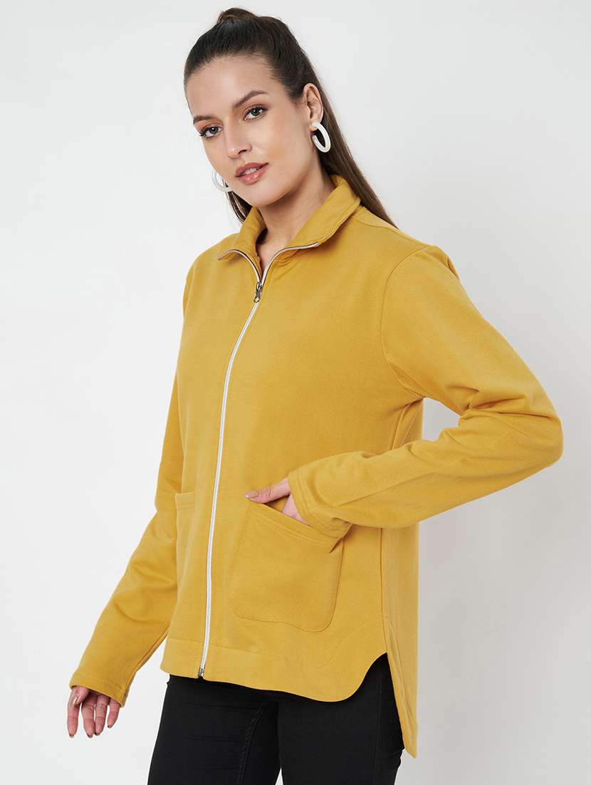 women solid long sleevees regular jacket - 21748721 -  Standard Image - 1