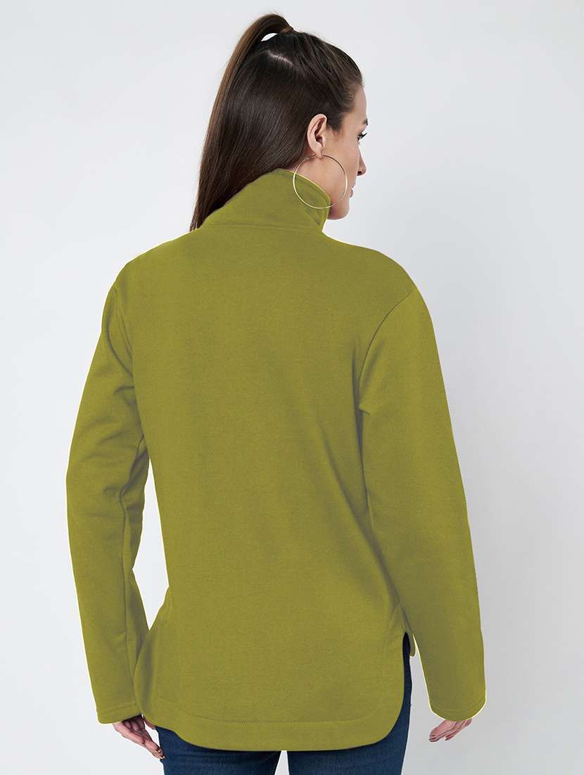 women solid stand collar long sleeves jacket - 21748722 - Standard Image - 4
