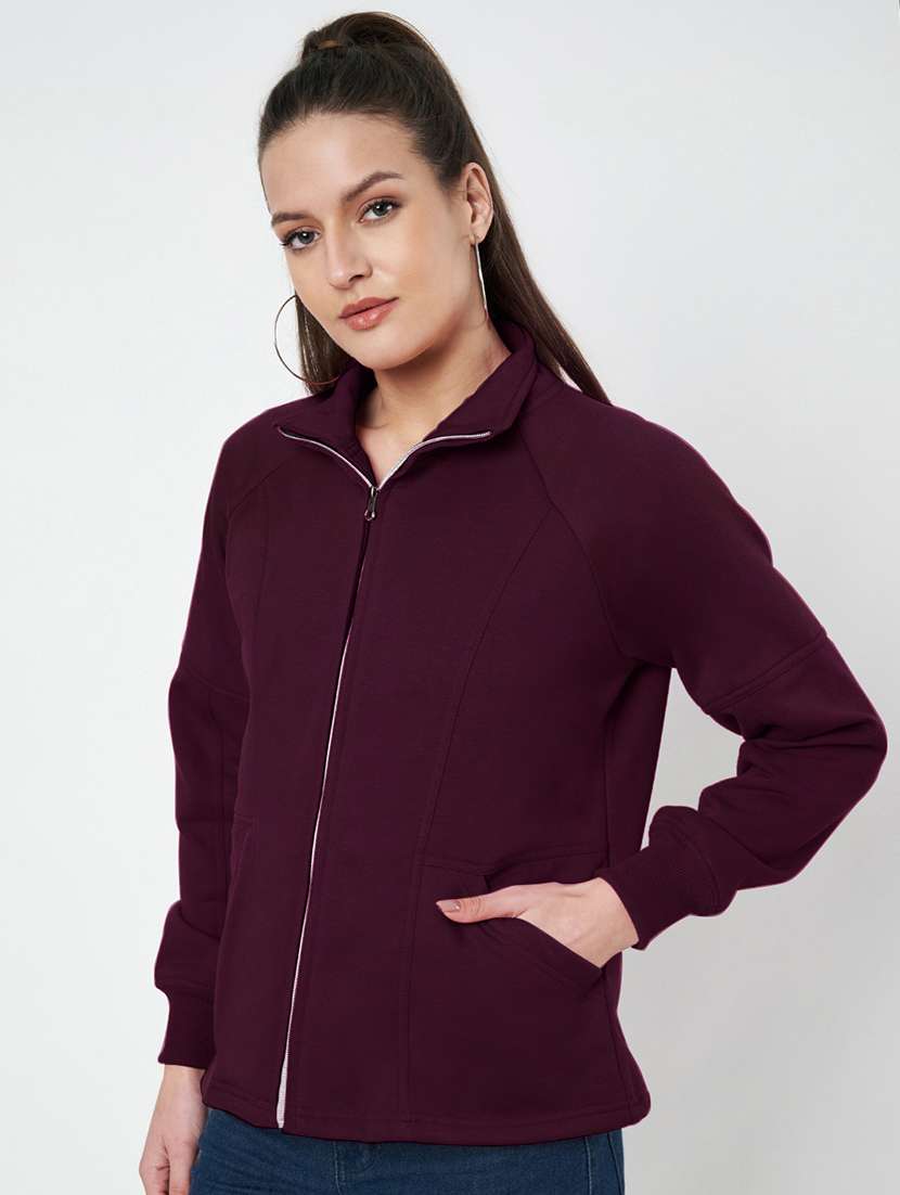 women solid long sleeves regular jacket - 21748727 -  Standard Image - 1