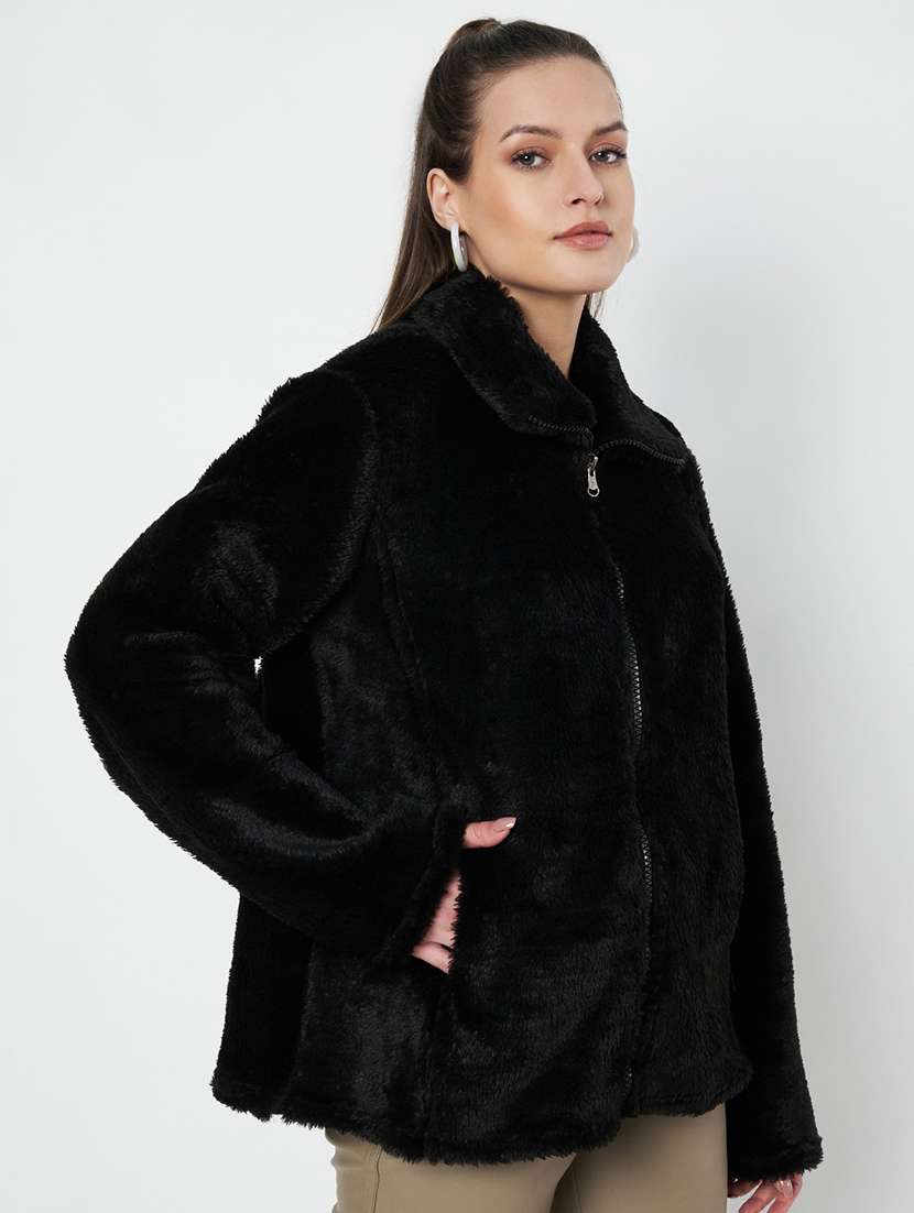 women solid long sleevees regular jacket - 21748740 -  Standard Image - 1