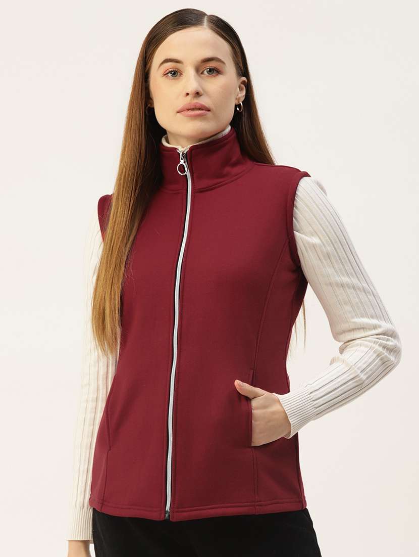 women solid sleeveeless regular jacket