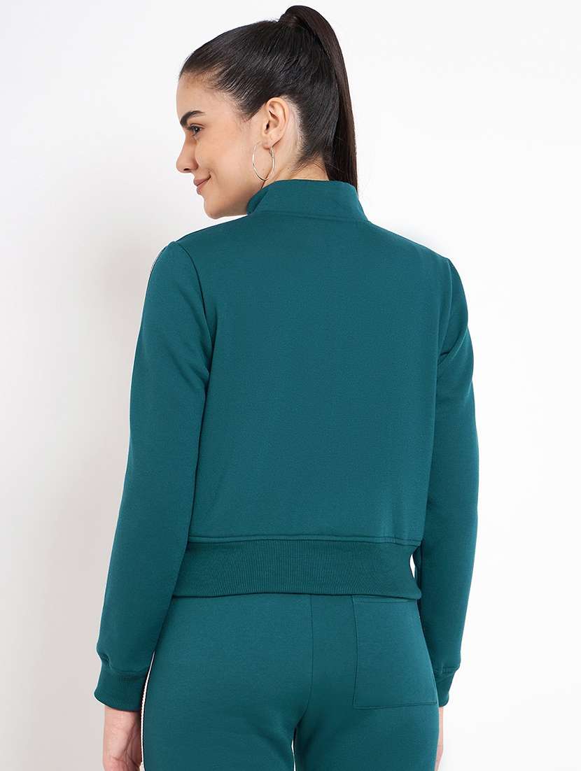 women solid long sleeves stand collar jacket - 21748779 -  Standard Image - 1