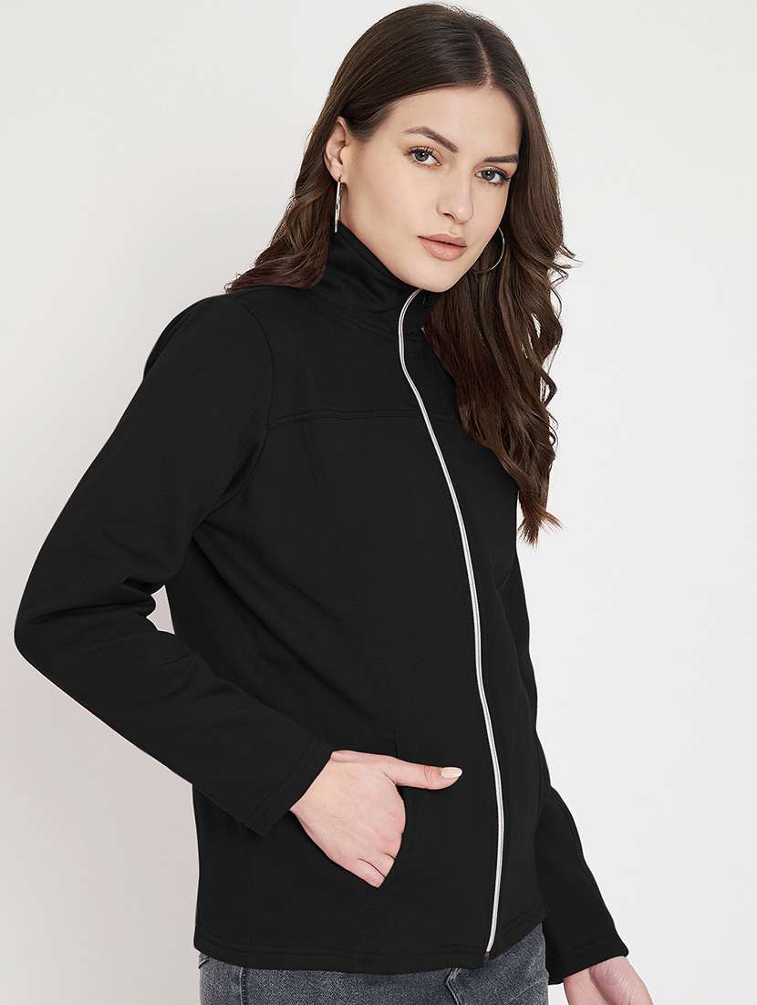 women solid long sleevees regular jacket - 21748781 - Standard Image - 1