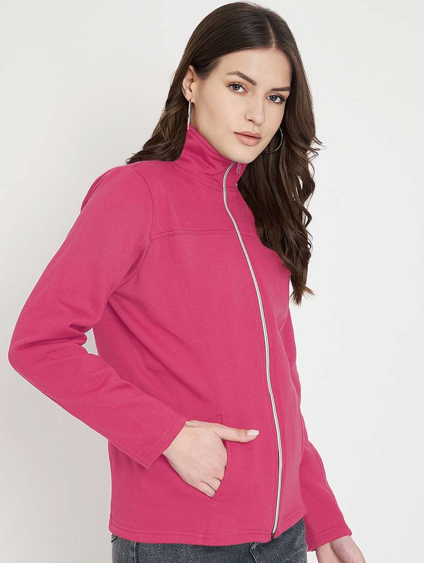 women solid long sleevees regular jacket - 21748786 -  Standard Image - 1