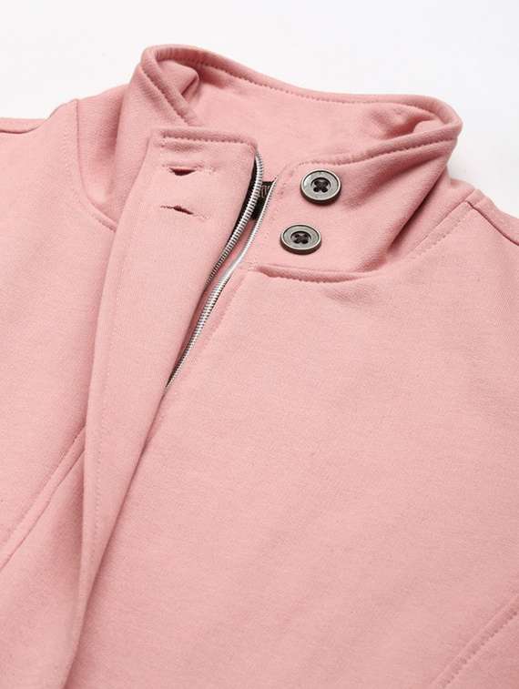 women solid long sleeves stand collar jacket - 21748801 -  Standard Image - 4