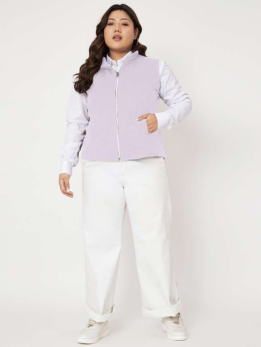 women plus size stand collar sleeveless jacket - 21748807 -  Standard Image - 4