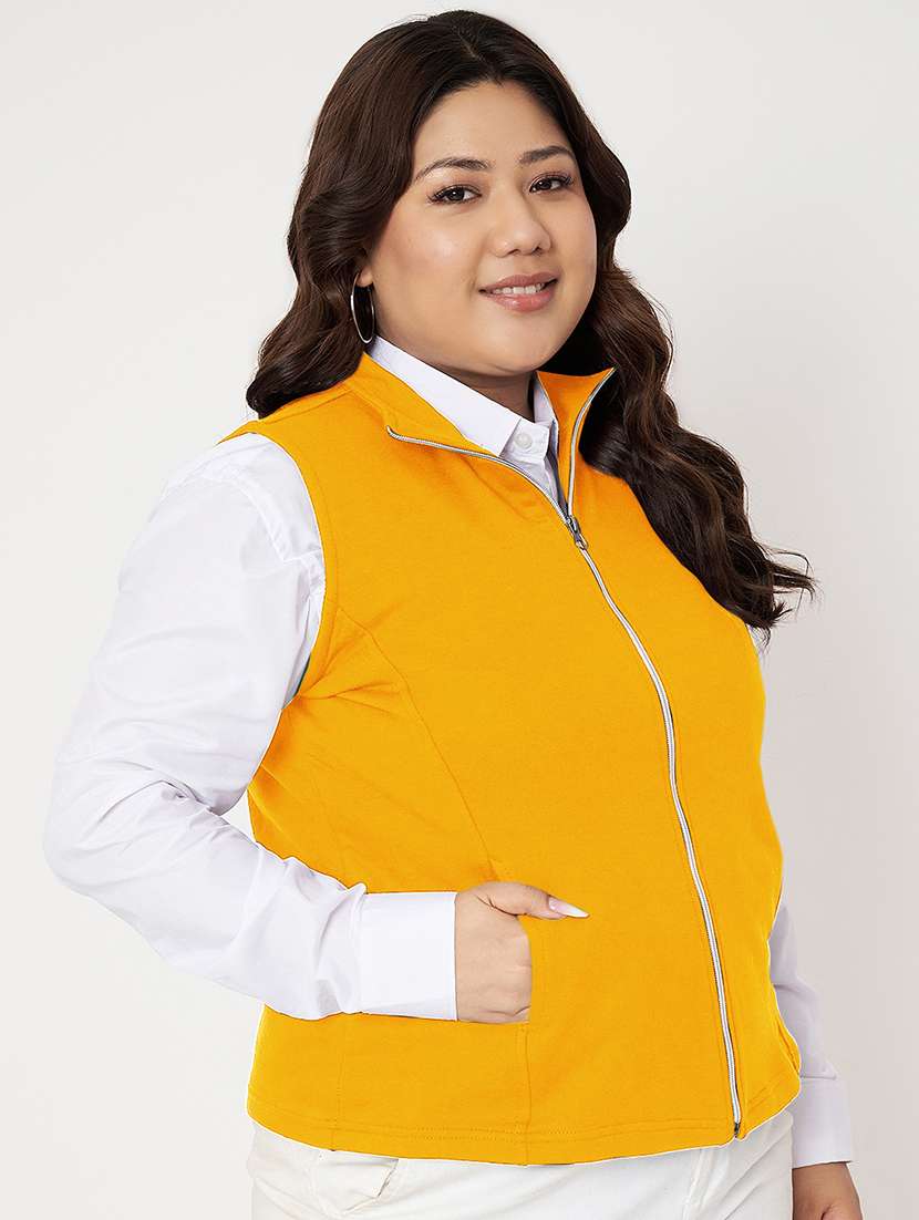 women plus size stand collar sleeveless jacket - 21748811 -  Standard Image - 1