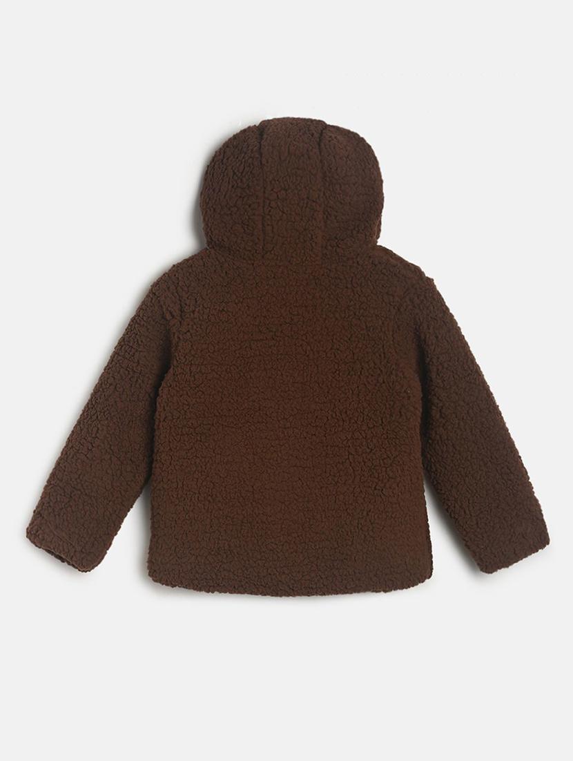kids solid long sleeves fur jacket - 21748864 - Standard Image - 1