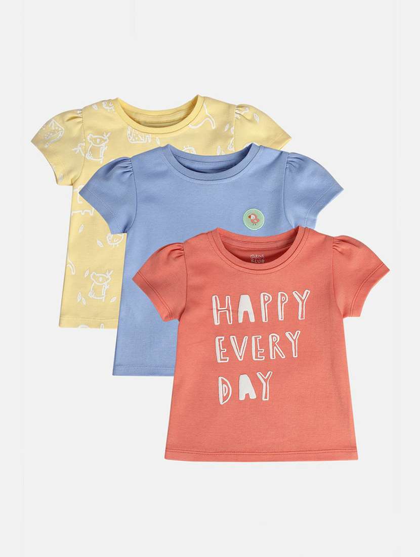 kids pack of 3 printed short sleeves tops - 21748894 -  Standard Image - 1