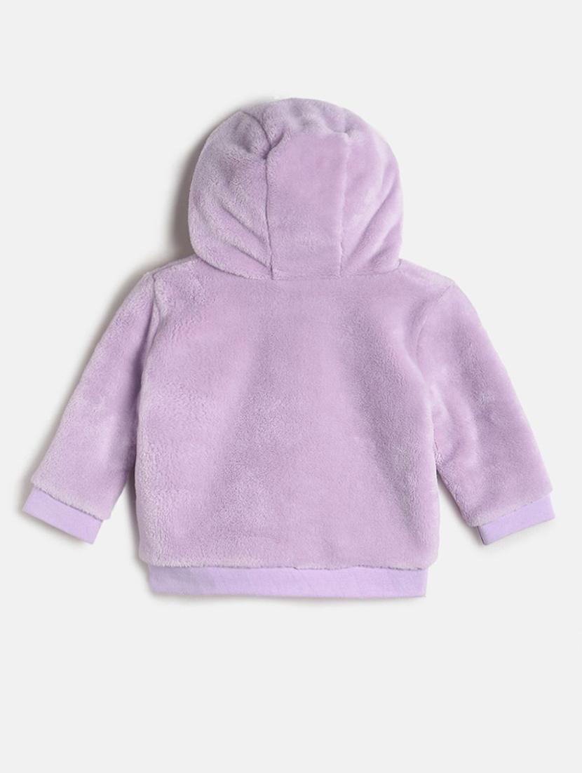 girls lavender solid long sleeve hooded fur jackets - 21748907 - Standard Image - 1