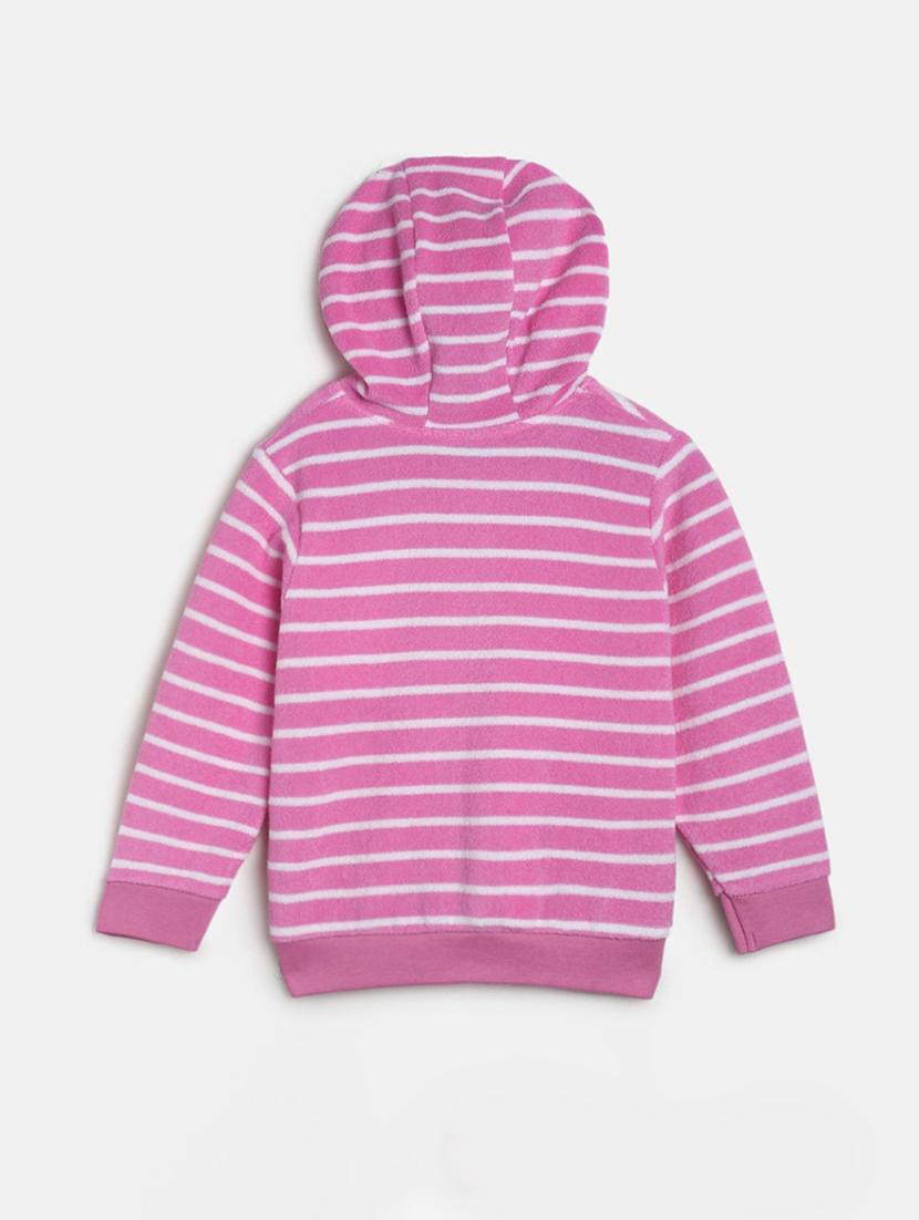 girls pink striped long sleeve hooded sweatshirt - 21748913 - Standard Image - 1
