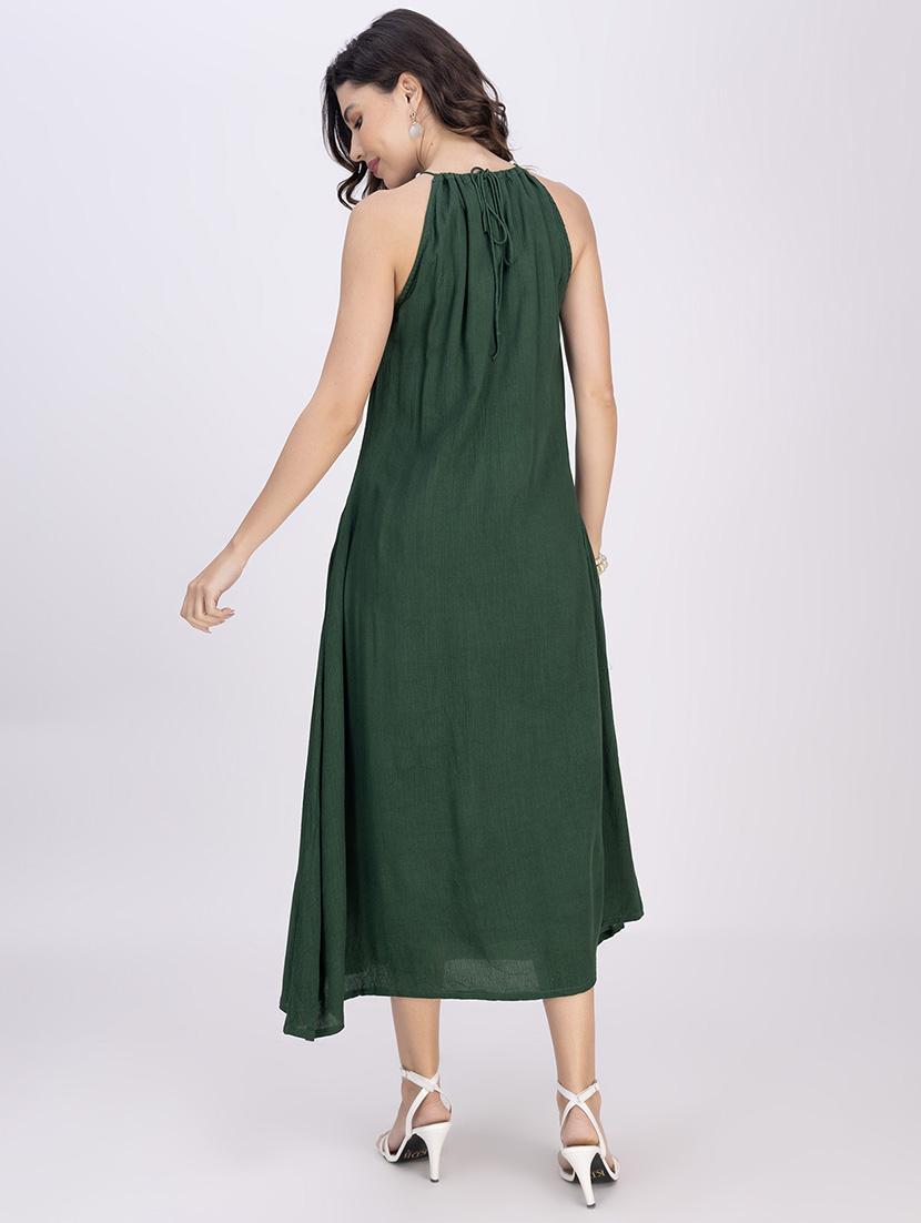 women solid halter neck sleeveless a-line dress - 21748924 - Standard Image - 4