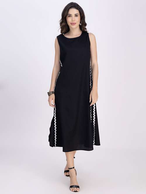 women solid sleeveless a-line dress - 21748926 - Standard Image - 0