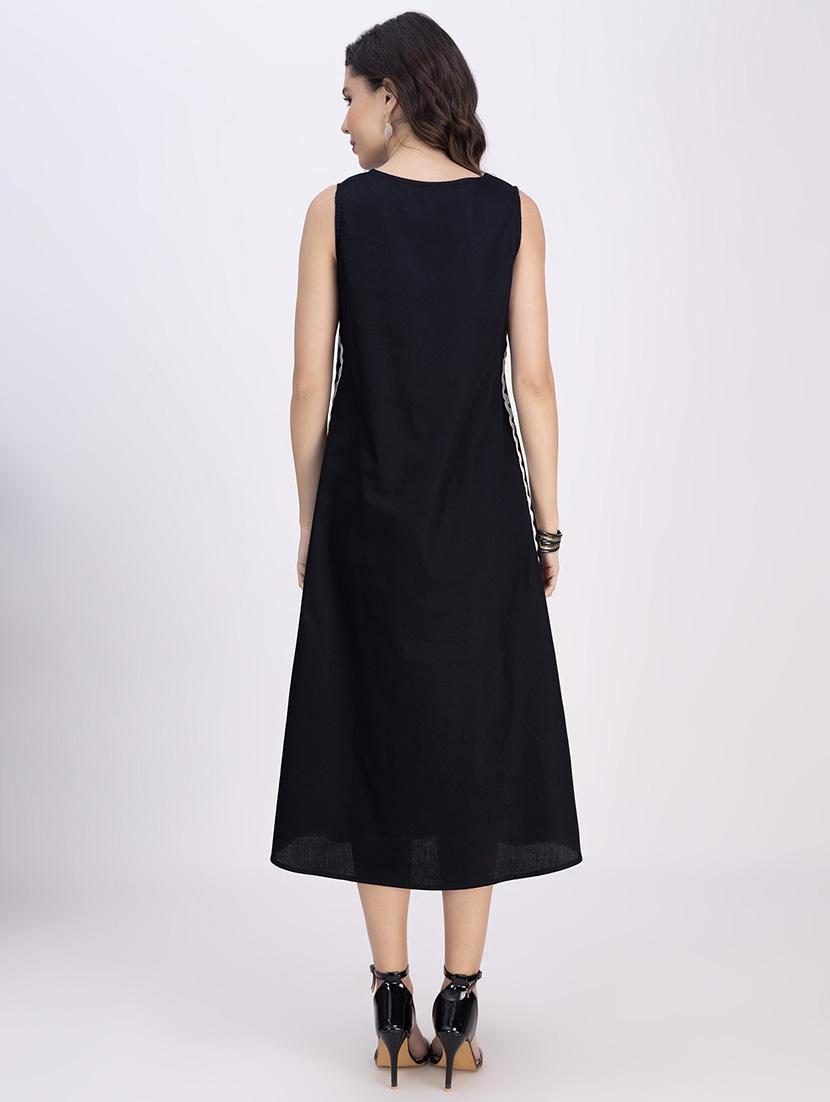 women solid sleeveless a-line dress - 21748926 - Standard Image - 4