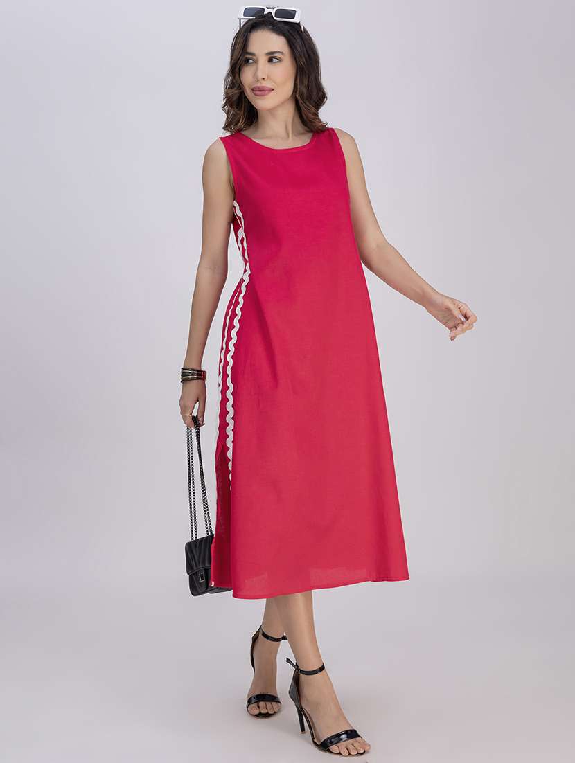 women solid sleeveless a-line dress - 21748927 -  Standard Image - 1