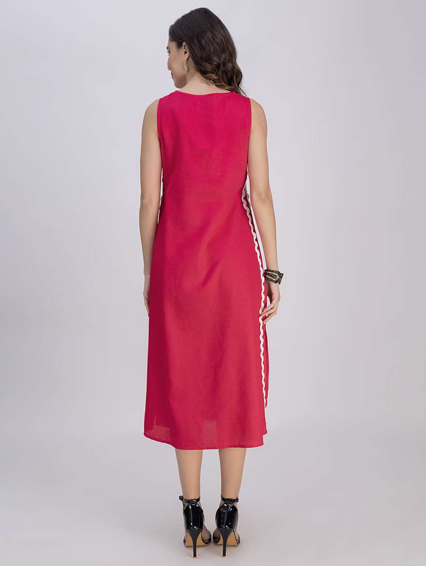 women solid sleeveless a-line dress - 21748927 - Standard Image - 4