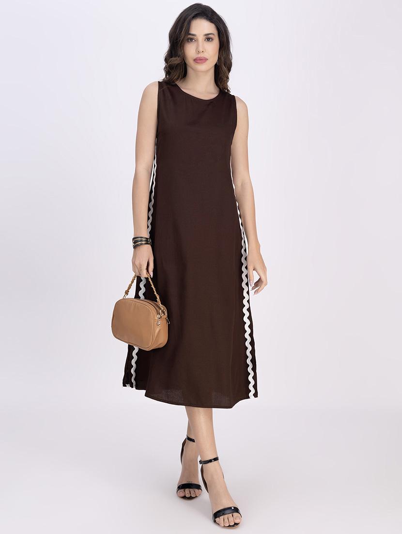 women solid sleeveless a-line dress - 21748928 - Standard Image - 1