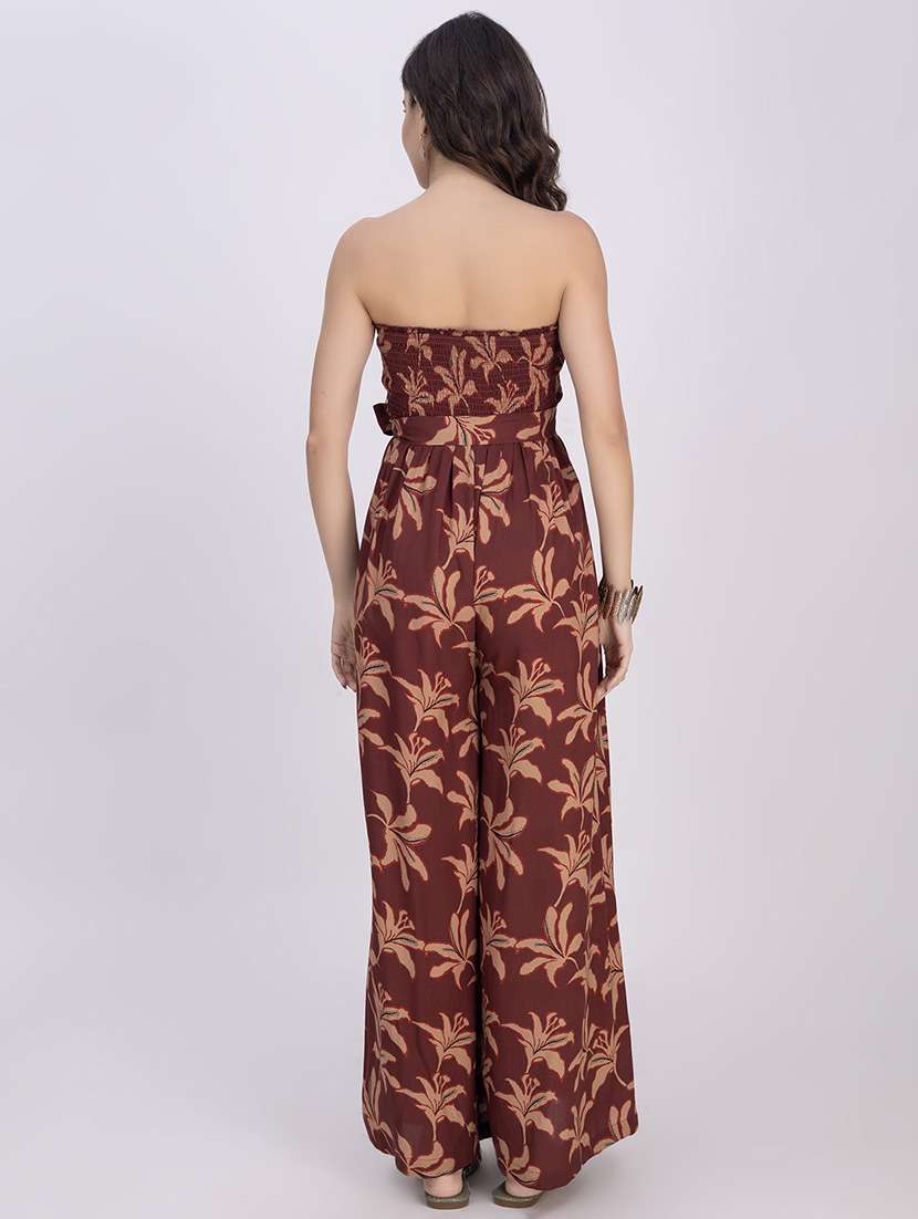 women printed smocked detailed full length jumpsuit - 21748929 -  Standard Image - 4