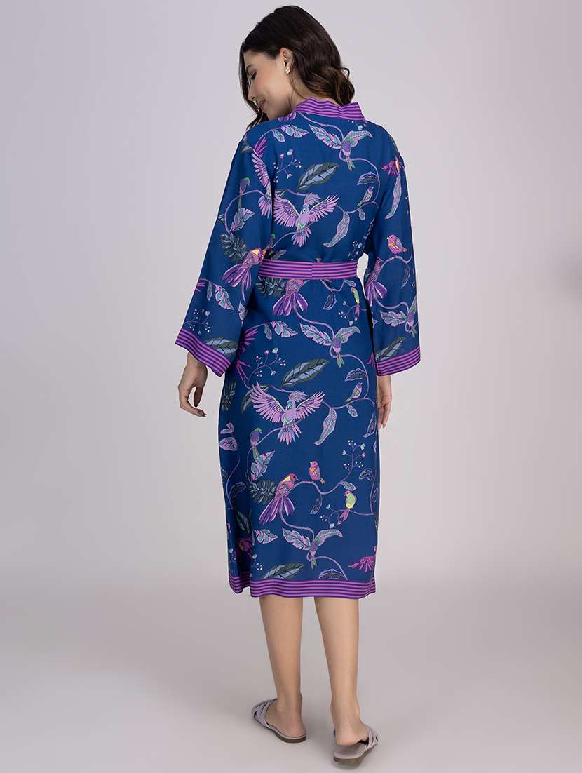 women printed long sleeves sleepwear robe - 21749543 -  Standard Image - 4