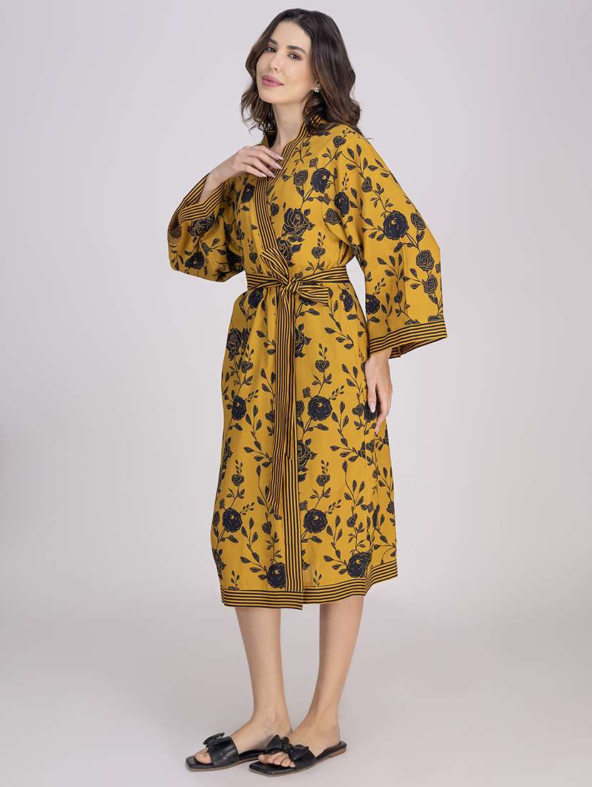 women printed long sleeves sleepwear robe - 21749544 -  Standard Image - 1
