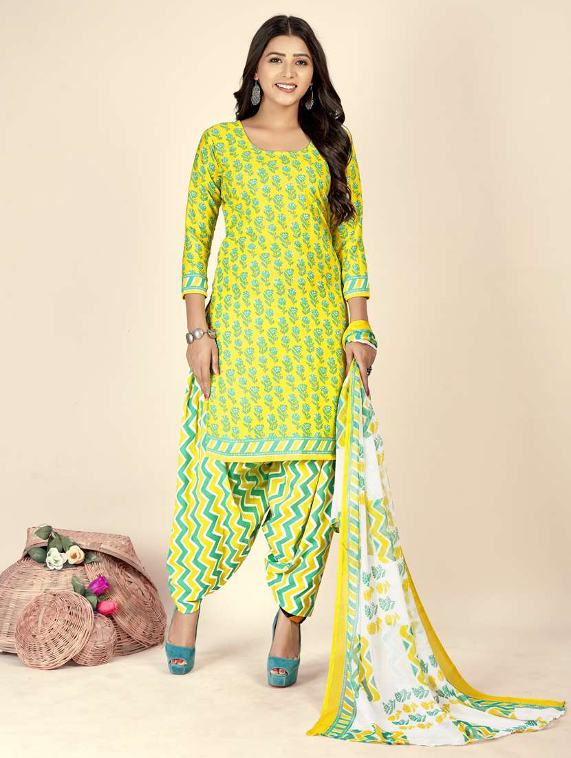 women printed unstitched salwar suit set