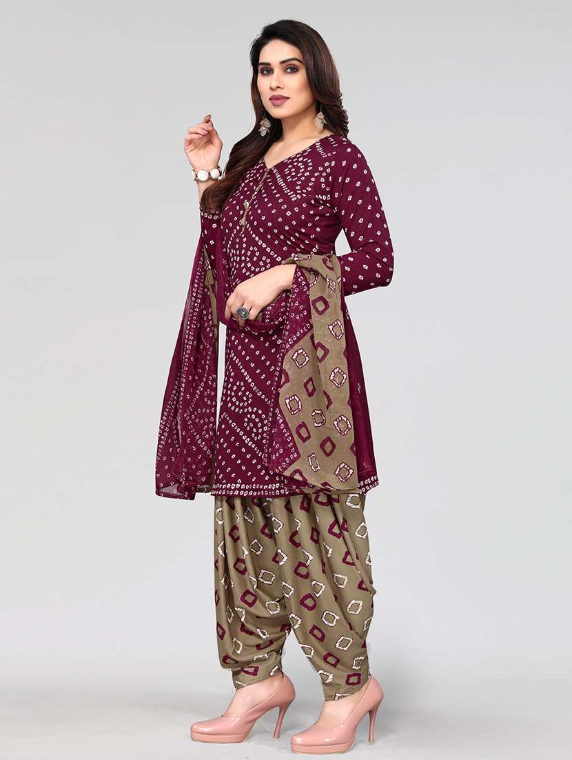 women bandhani printed unstitched suit set - 21749585 -  Standard Image - 1