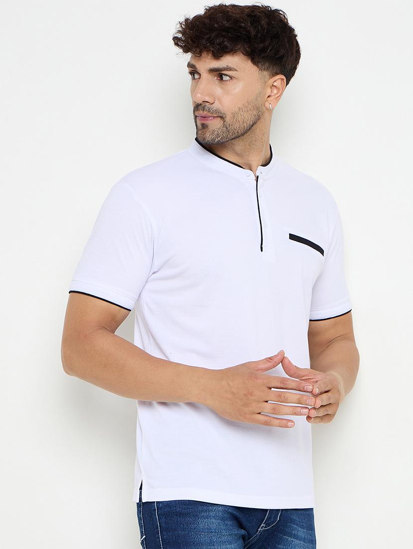men solid mandarin neck slim fit t-shirt - 21749669 -  Standard Image - 1