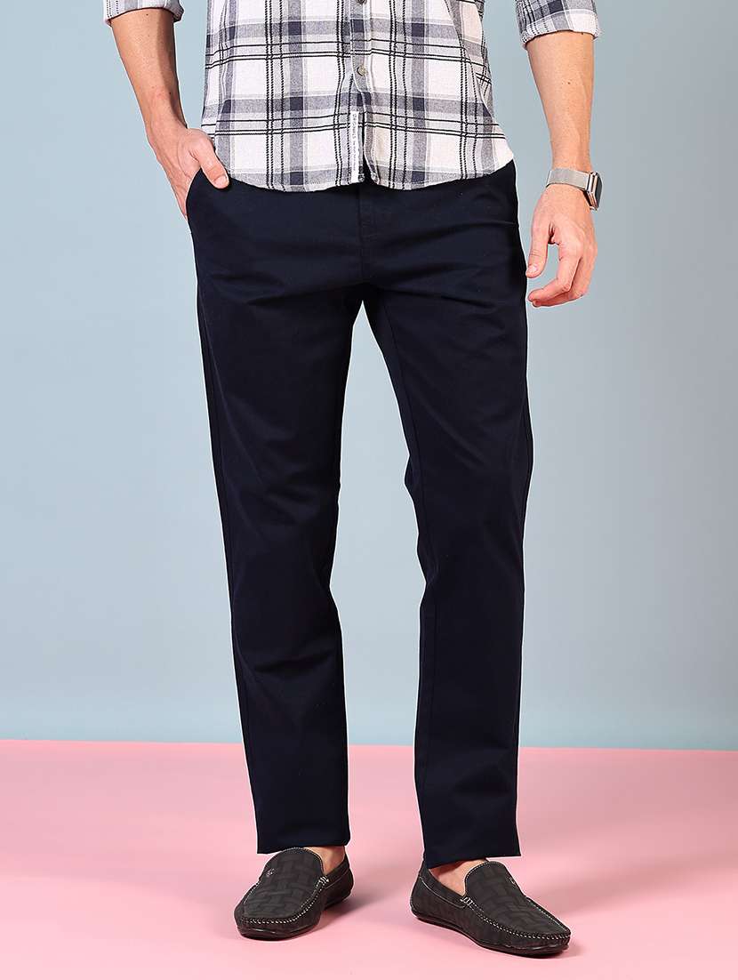 men solid mid rise casual chinos - 21749673 -  Standard Image - 1