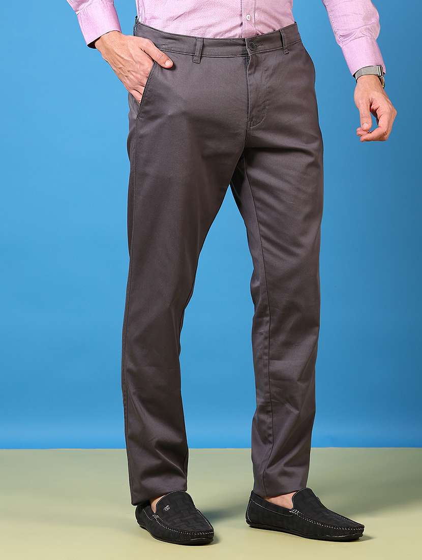men solid mid rise casual chinos - 21749674 -  Standard Image - 1