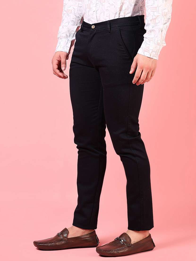 men solid mid rise casual chinos - 21749679 -  Standard Image - 1